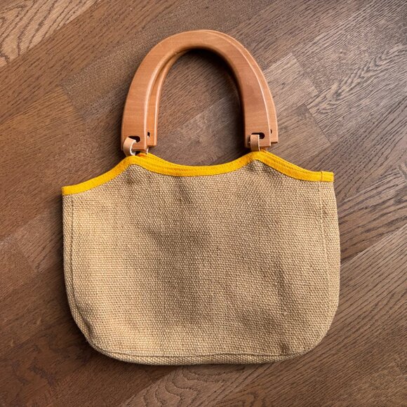 Vintage Miss Sixty Wicker Bag with Flowers & Yellow Trim - Picture 8 of 13